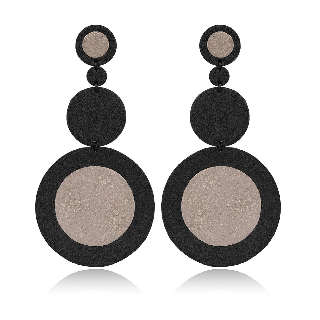 Leather Earrings Cascading Circle 7pm