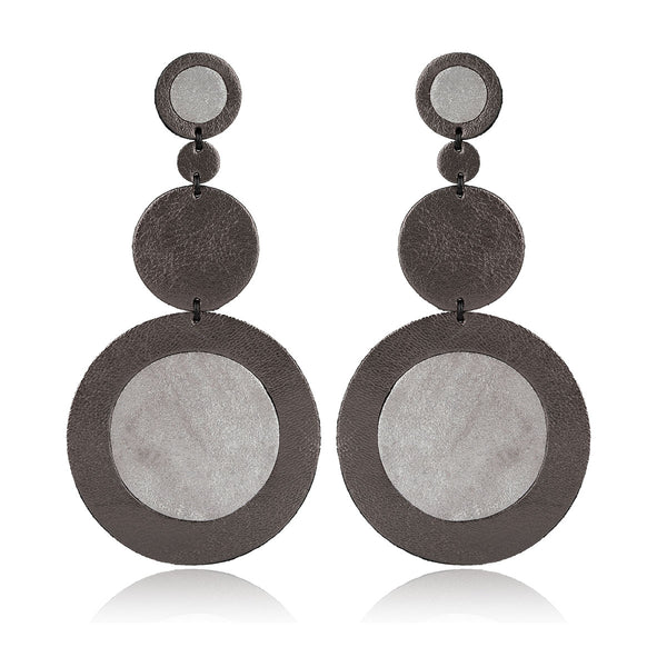 Leather Earrings Cascading Circle 7pm
