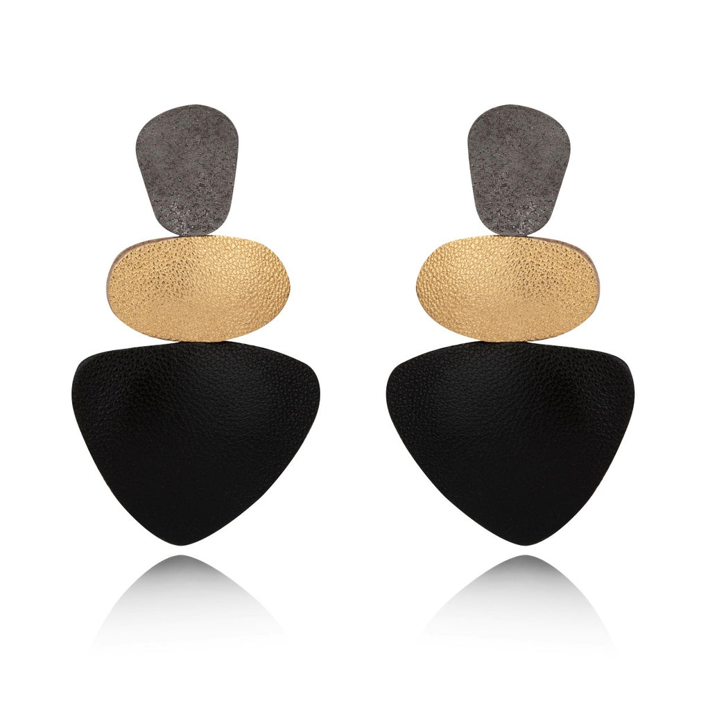 Leather Pebbles Statement Earrings 7pm
