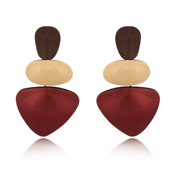 Leather Pebbles Statement Earrings 7pm