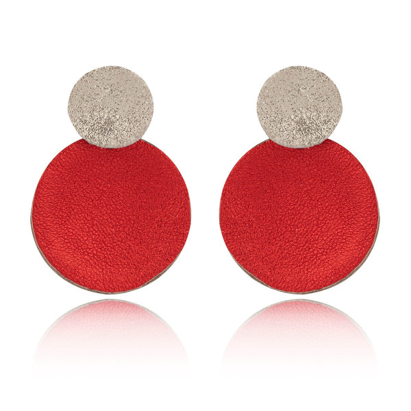 Leather Minimal Circles Earrings 7pm