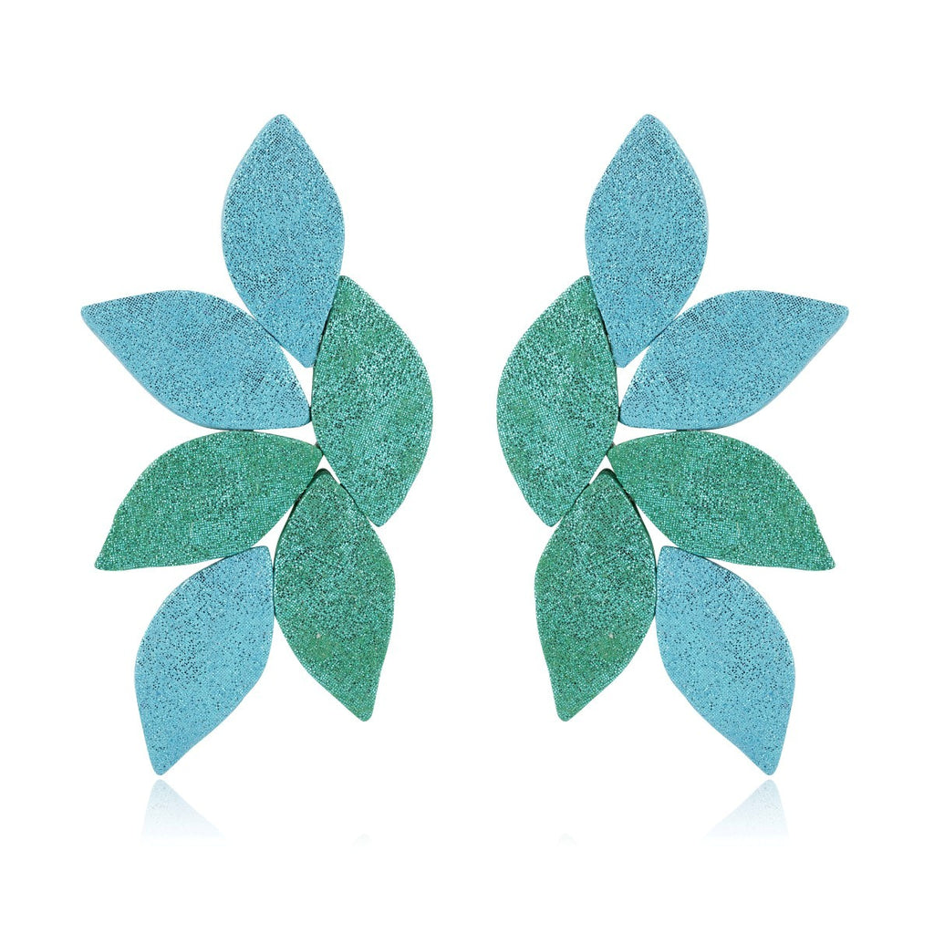 Leather Flowers Sculpted Earrings 7pm