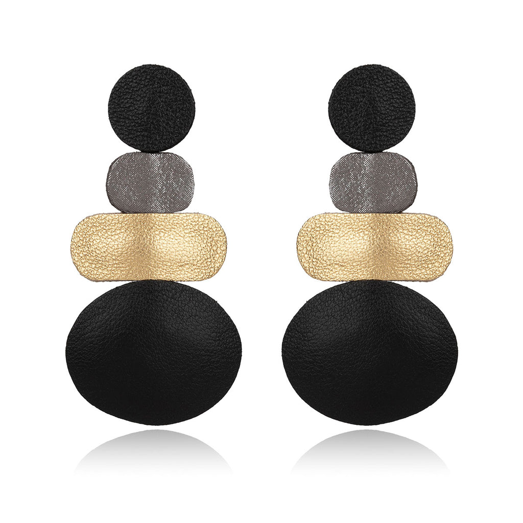 Leather Pebbles Flow Earrings 7pm