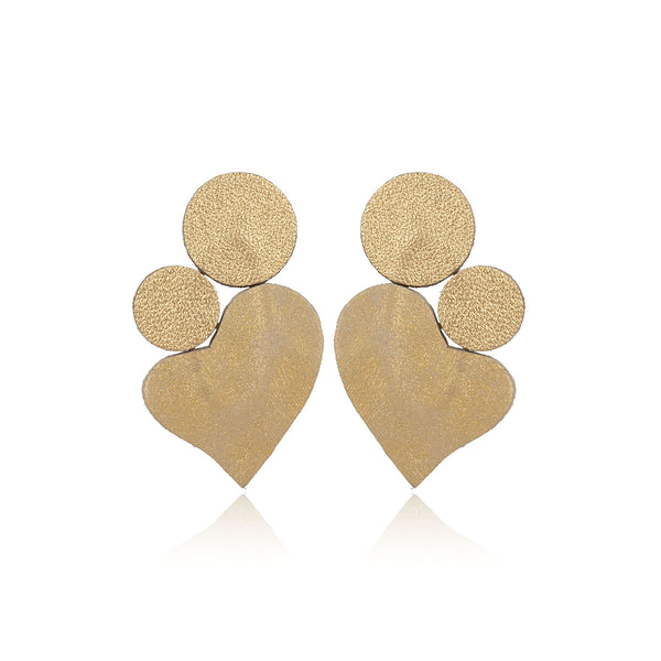 Leather Heart & Circle Earrings 7pm