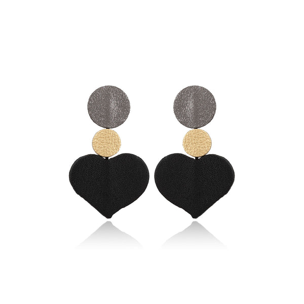 Leather Circle & Heart Earrings 7pm