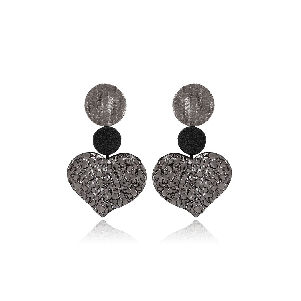 Leather Circle & Heart Earrings 7pm