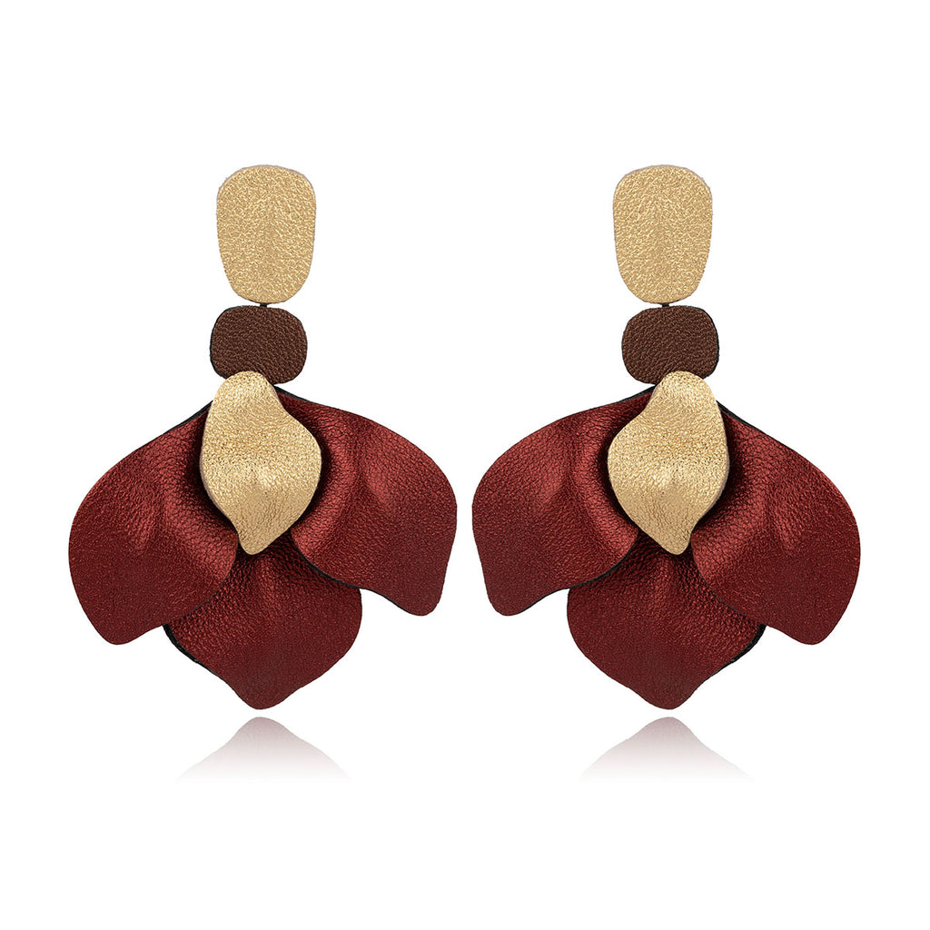 Leather Orchid Bloom Earrings 7pm