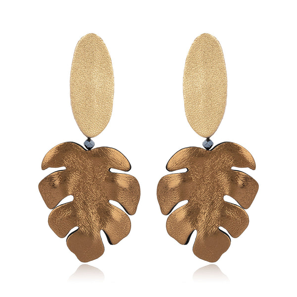 Leather Monstera Drop Earrings 7pm