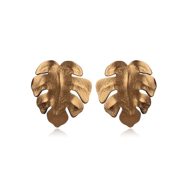 Leather Mini Monstera Earrings 7pm