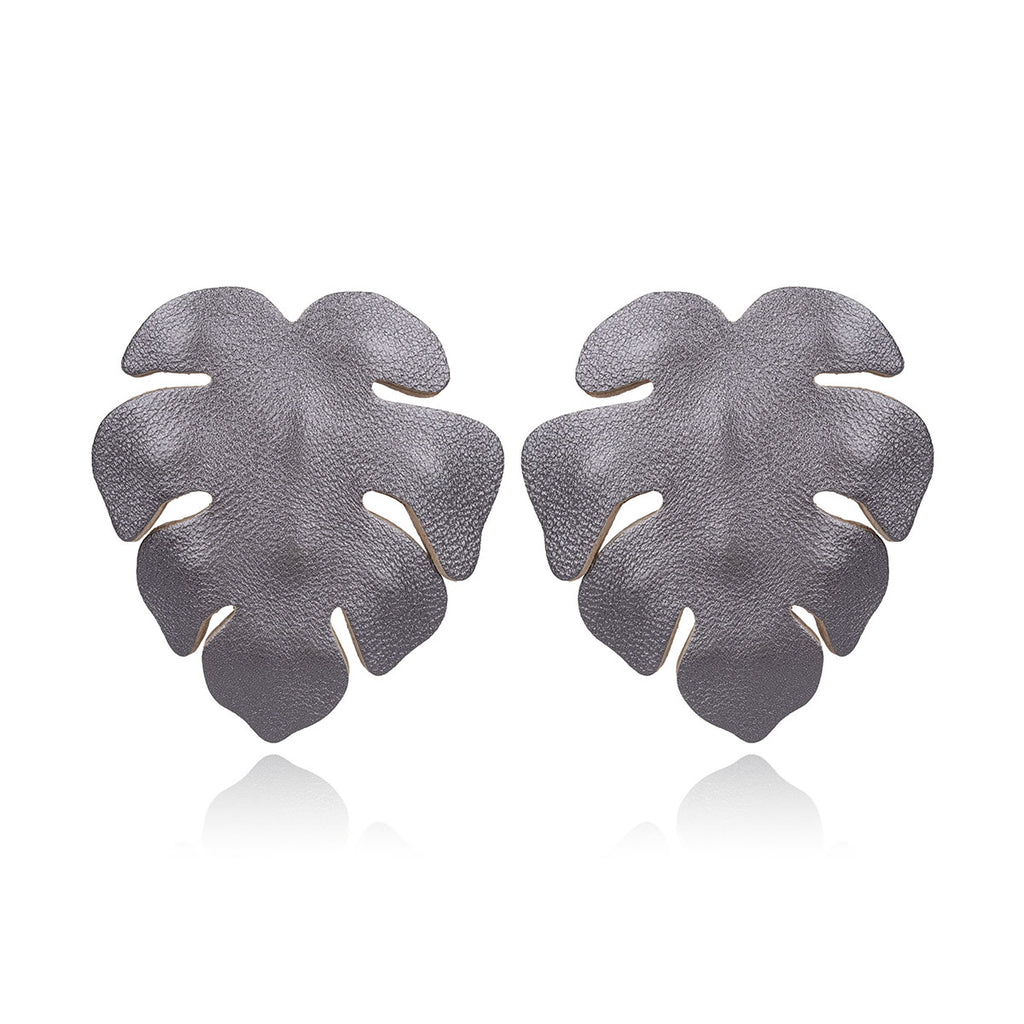 Leather Monstera Earrings 7pm