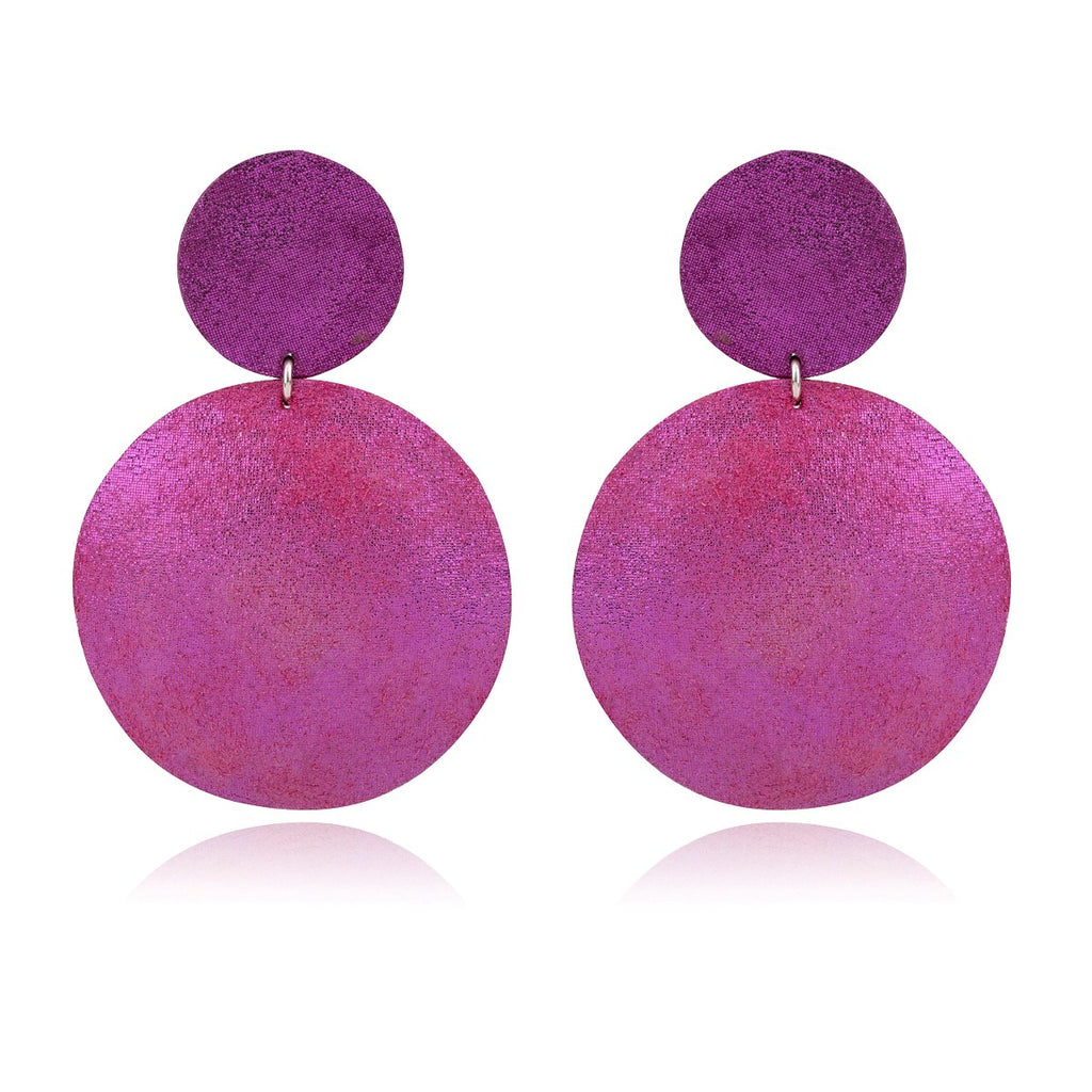 Leather Sculpted Circles Earrings 7pm