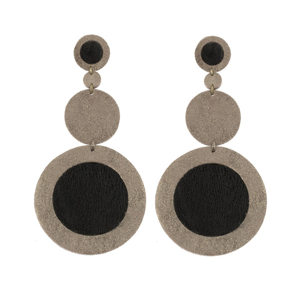 Elegant Cascading Circle Leather Earrings
