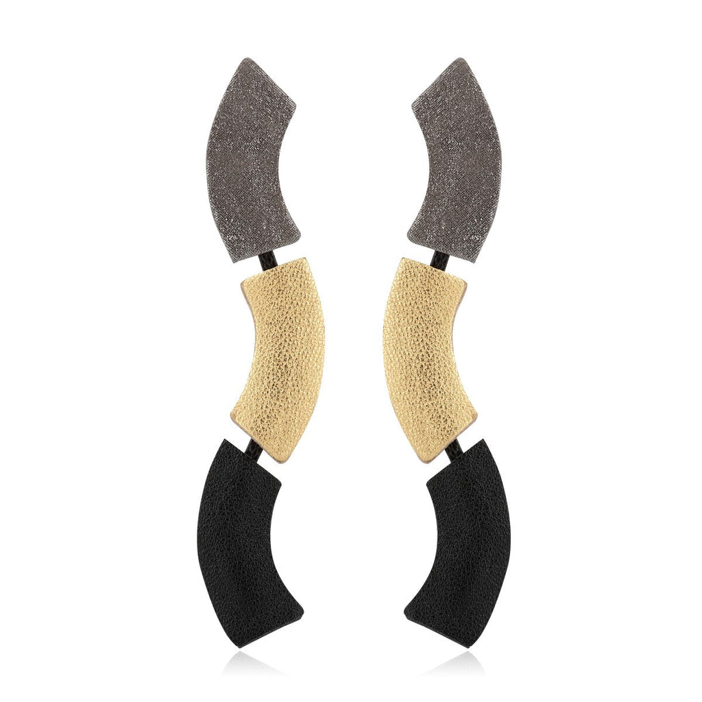 Leather Earrings Slim Waves