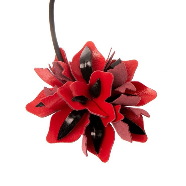 Leather Necklace Poppy Flower