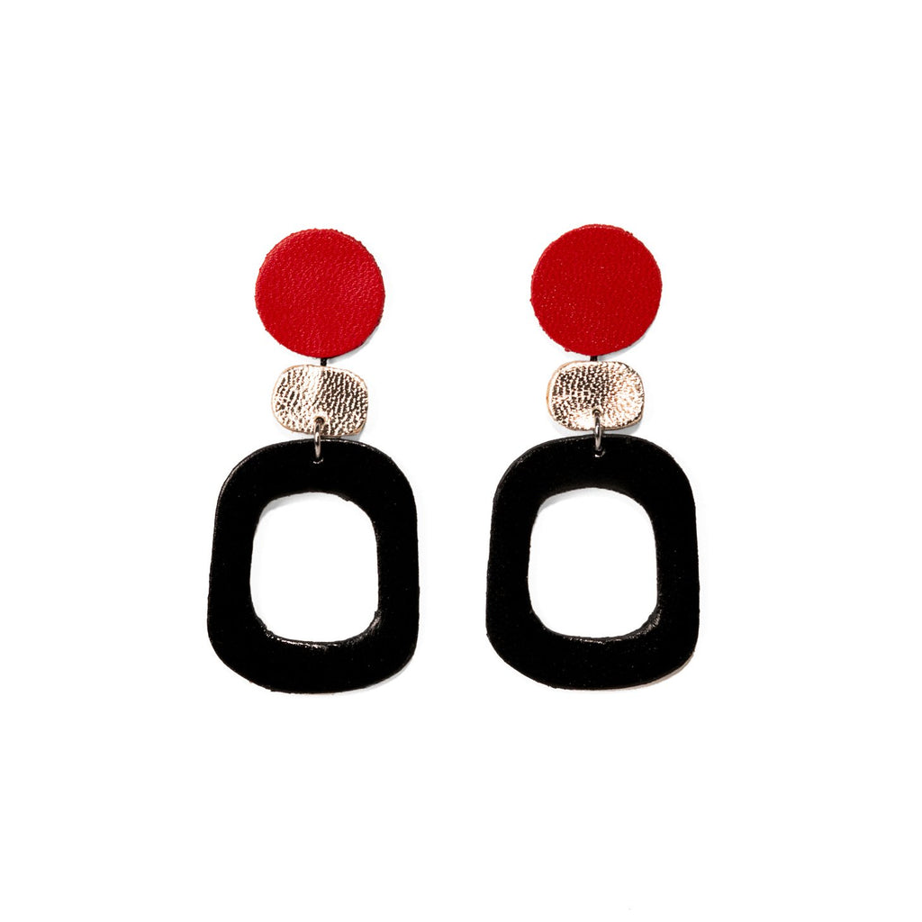 Geometric Leather Statement Earrings