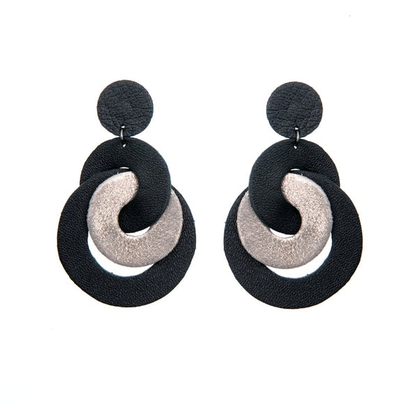 Circles Leather Earrings