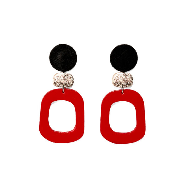 Geometric Leather Statement Earrings