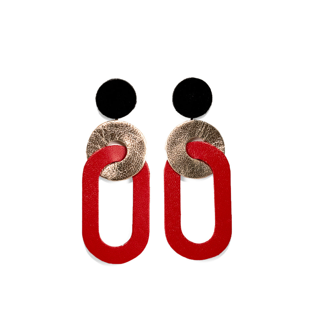 Geometric Leather Earrings